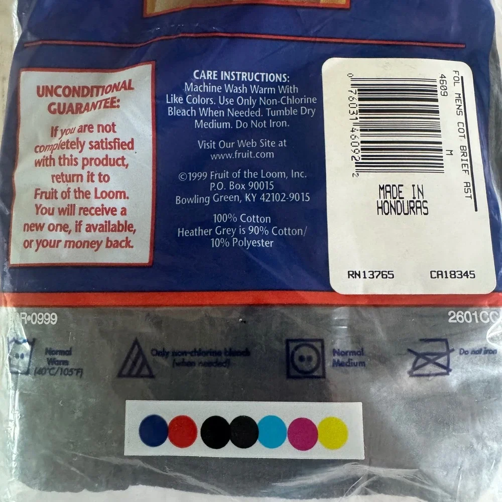 Vintage 1999 Fruit of the Loom Men Ribbed Briefs 3 Pack Medium 34-36 Assorted
